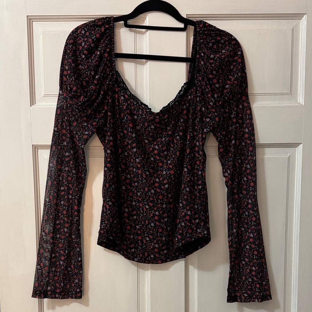 Maeve Black and Red Floral Blouse